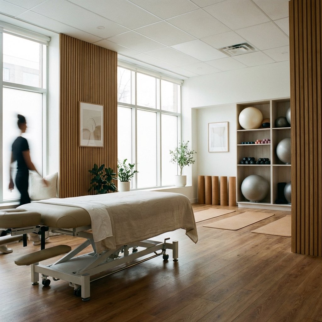 Sesión de fisioterapia en consultorio
